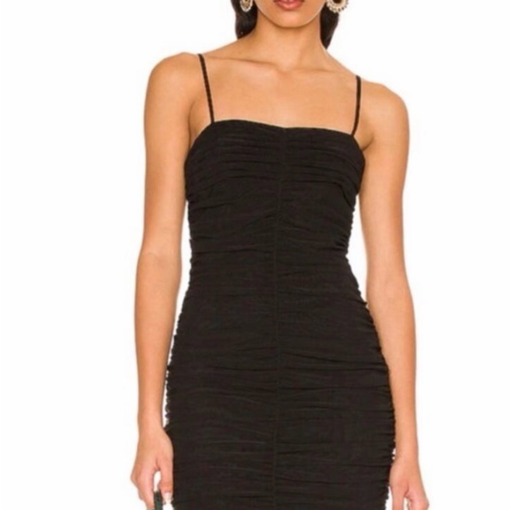 Lagence NWT Karly Mini Ruched Dress Elegant Black Size Medium NEW with Tags